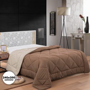 Herzberg HG-2420BCO: Tweekleurig Microfiber Dekbed - 240x200cm Bruin