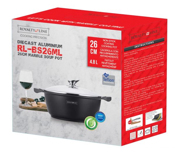 Royalty Line RL-BS26M: Marmeren kookpot & braadpan - 26cm - Afbeelding 2