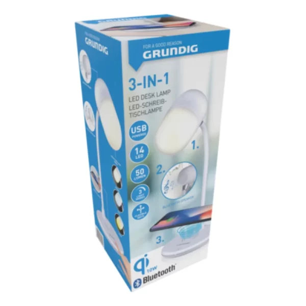 Grundig ED-72546: 3-in-1 Led-bureaulamp, Bluetooth-luidspreker en Draadloze Oplader - Afbeelding 2