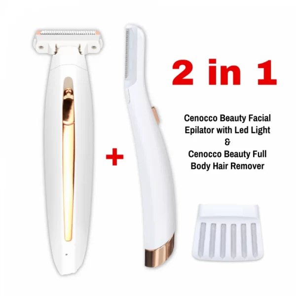 Cenocco Beauty SETCC9087/9086: 2 in 1 Complete Lichaamsonthaarverwijderaar + Gezichtsepilator met LED Combo Deal - Afbeelding 2