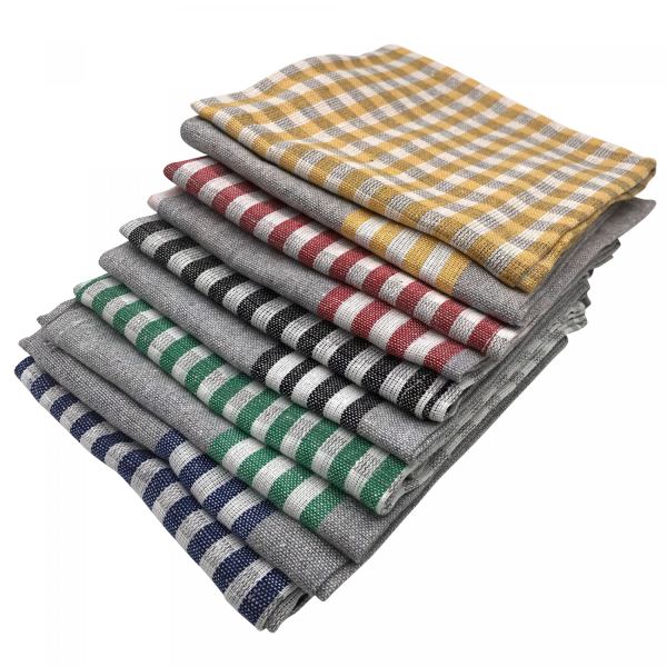 Cenocco CC-9069: Grijs 10-Delig Vintage Stripe Katoenen Keukendoekset - 50x70cm - Afbeelding 2