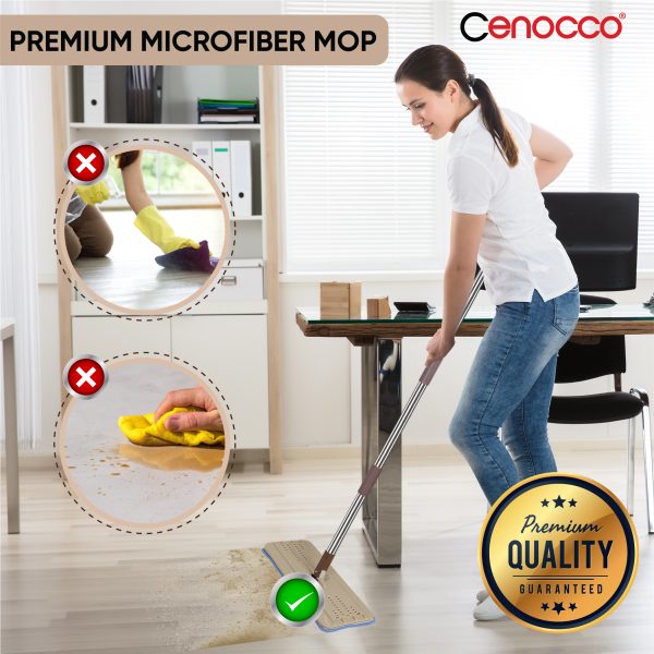 Cenocco CC-9070: Vlakke Mop Met Emmer Bruin - Afbeelding 2