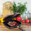 Cheffinger CF-DG36: Marmeren omkeerbare dubbele grillpan - 36cm Zwart - Afbeelding 2