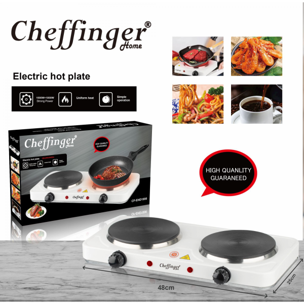 Cheffinger CF-EHD1000: 1000W Elektrische Kookplaat - Dubbel - Afbeelding 3