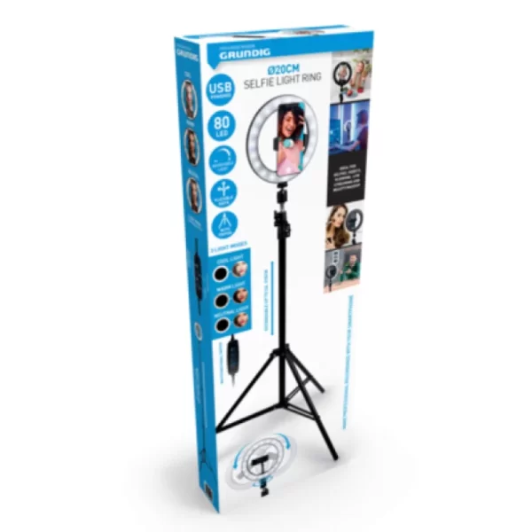 Grundig ED-49865: 2-in-1 Selfie-Ringlicht 360° Draaibaar Statief - Afbeelding 2