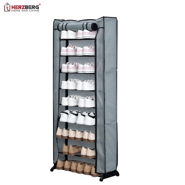 Herzberg HG-8076: Organisator Voor Kleine Schoenenrek Met 9 Niveaus Grijs