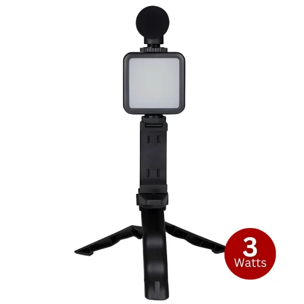 Grundig ED-38135: 3-in-1 Selfie Studio Vlogging Kit met Verlichting, Microfoon en Statief - Afbeelding 3
