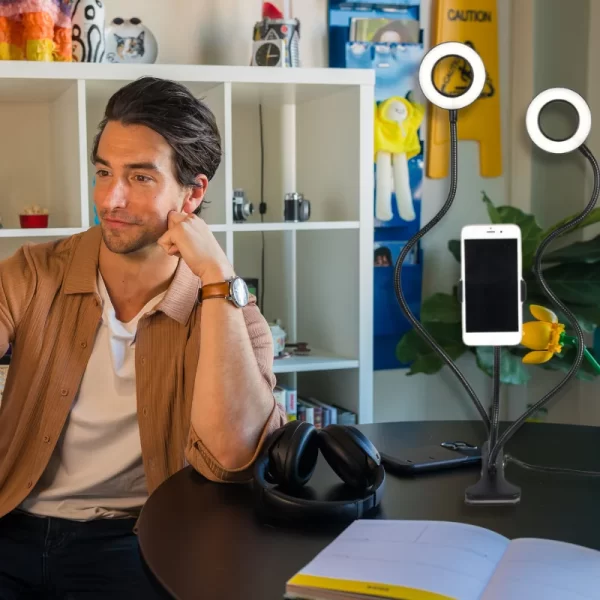 Grundig ED-95927: 2-in-1 Clip-On Telefoonhouder met Dubbele Ringverlichting - Afbeelding 4