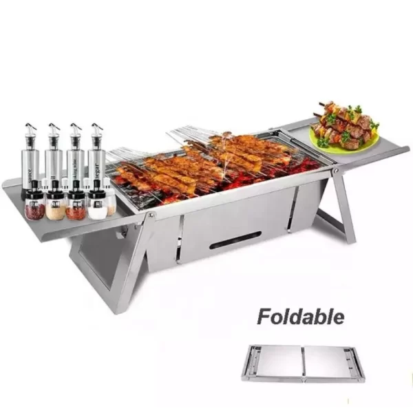 Herzberg HG-04159: Opvouwbare Roestvrijstalen Barbecuegrill Op Tafelblad