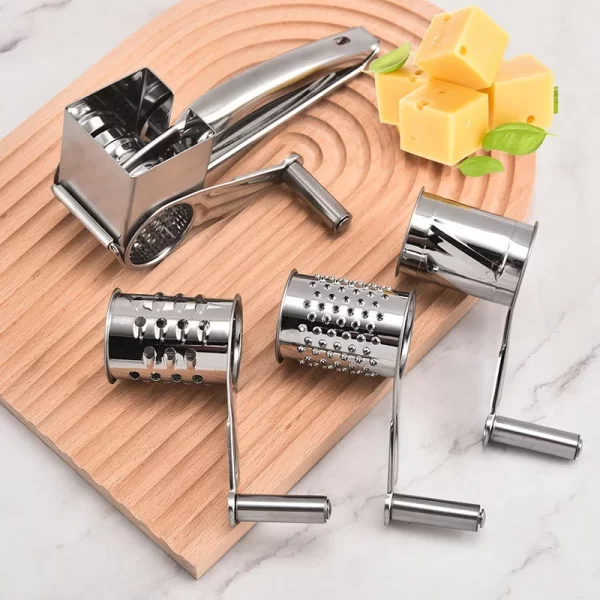 Herzberg HG-04289: RVS Handmatige Kaasrasp met 4 Raspen - Afbeelding 2