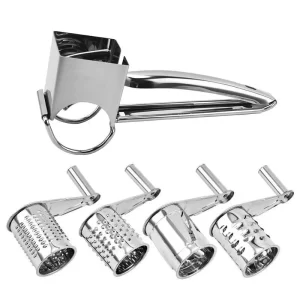 Herzberg HG-04289: RVS Handmatige Kaasrasp met 4 Raspen
