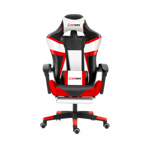 Herzberg HG-8082: Driekleurige Gaming- En Bureaustoel Met T-vormig Accent Rood