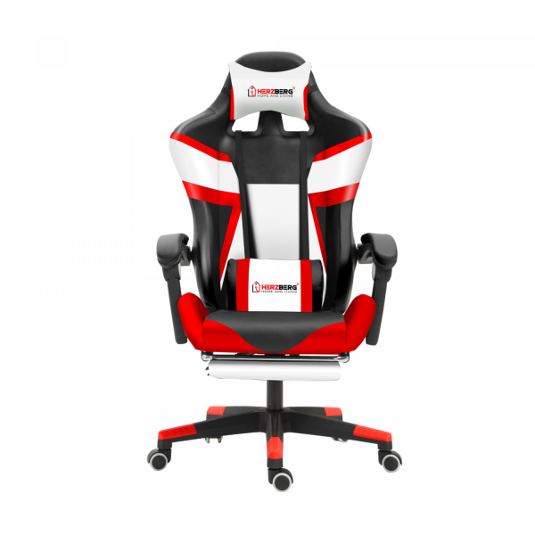 Herzberg HG-8082: Driekleurige Gaming- En Bureaustoel Met T-vormig Accent Rood