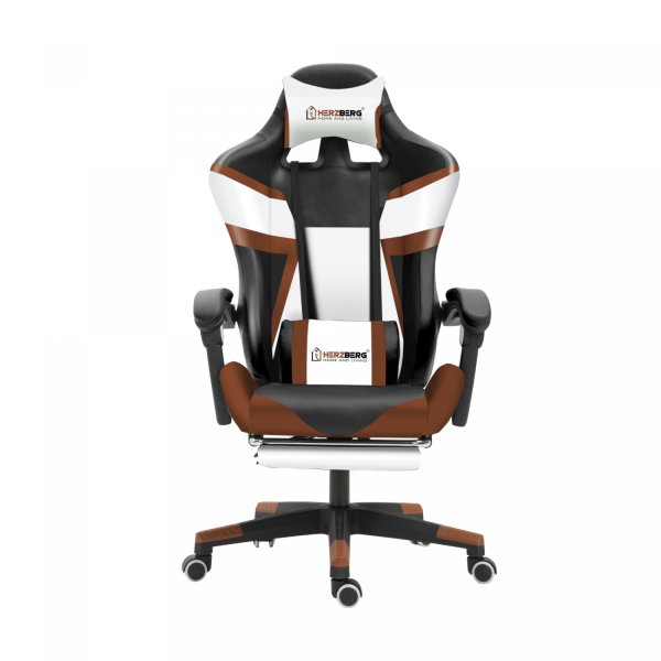 Herzberg HG-8082: Driekleurige Gaming- En Bureaustoel Met T-vormig Accent Koffie