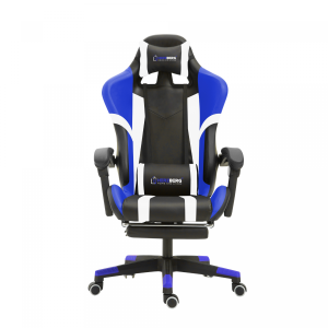 Herzberg HG-8083: Driekleurige Gaming- En Bureaustoel Met Lineair Accent Blauw