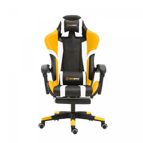 Herzberg HG-8083: Driekleurige Gaming- En Bureaustoel Met Lineair Accent Geel