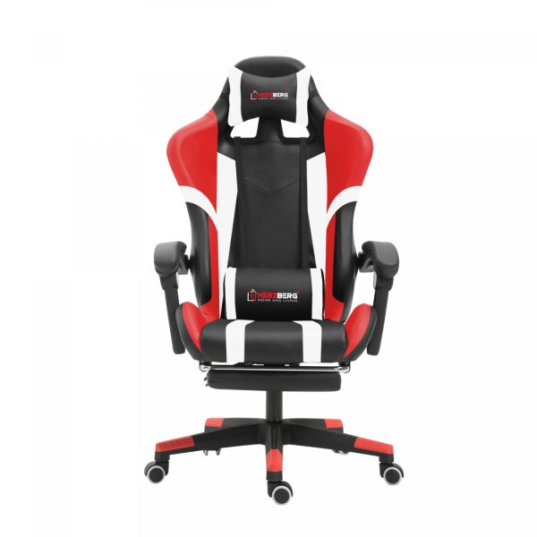 Herzberg HG-8083: Driekleurige Gaming- En Bureaustoel Met Lineair Accent Rood