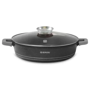 Herzog HR-5213: 32cm, Met Marmer Gecoate Ondiepe Braadpan met Aromaknop - 6.1L