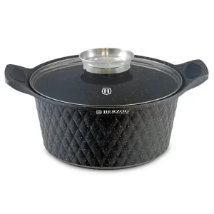 Herzog HR-5219: 32cm Diamant Design Marmeren Braadpan met Aromaknop - 9.7L