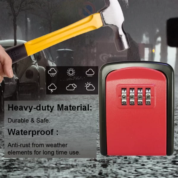 Herzberg HG-03817: Nieuwe Slimme Waterdichte Sleutelloze Safety Box - Rood - Afbeelding 2