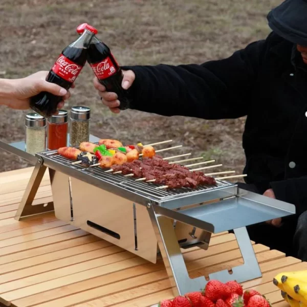 Herzberg HG-04159: Opvouwbare Roestvrijstalen Barbecuegrill Op Tafelblad - Afbeelding 3
