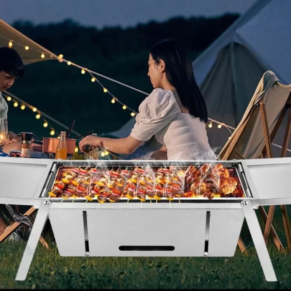 Herzberg HG-04159: Opvouwbare Roestvrijstalen Barbecuegrill Op Tafelblad - Afbeelding 2