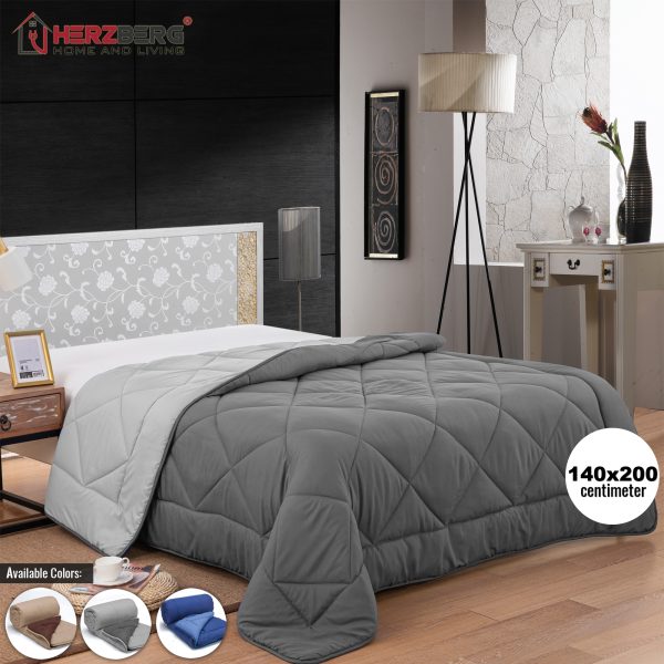Herzberg Tweekleurig Microfiber Dekbed - 140x200cm Blauw - Afbeelding 3
