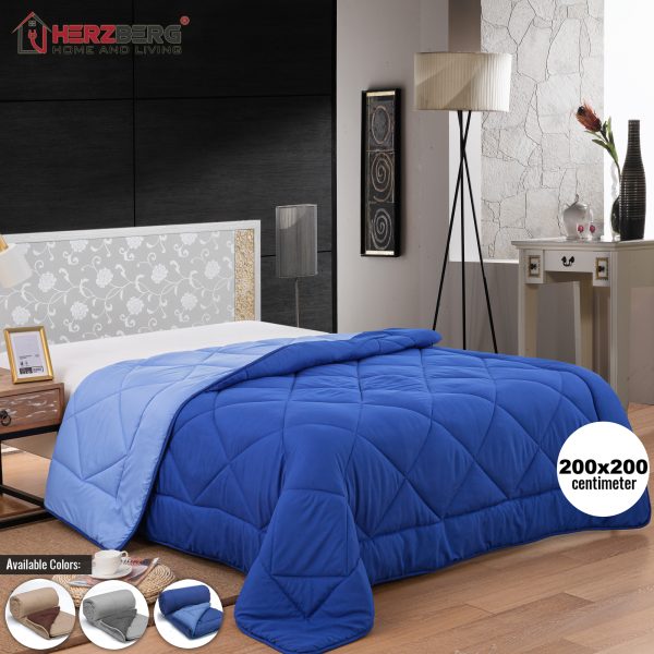 Herzberg HG-2020BCO: Tweekleurig Microfiber Dekbed - 200x200cm Blauw - Afbeelding 3