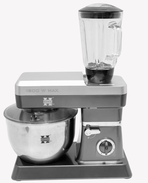 Herzberg HG-5065: 2 in 1 6,5L Standmixer en 1,7 Blender - 1200W Zilver - Afbeelding 3