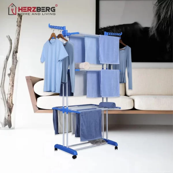 Herzberg HG-8034BLU: Moving Clothes Rack - Blauw - Afbeelding 2