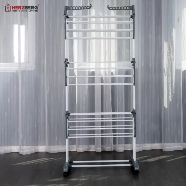 Herzberg HG-8034GRY: Moving Clothes Rack - Grijs - Afbeelding 4