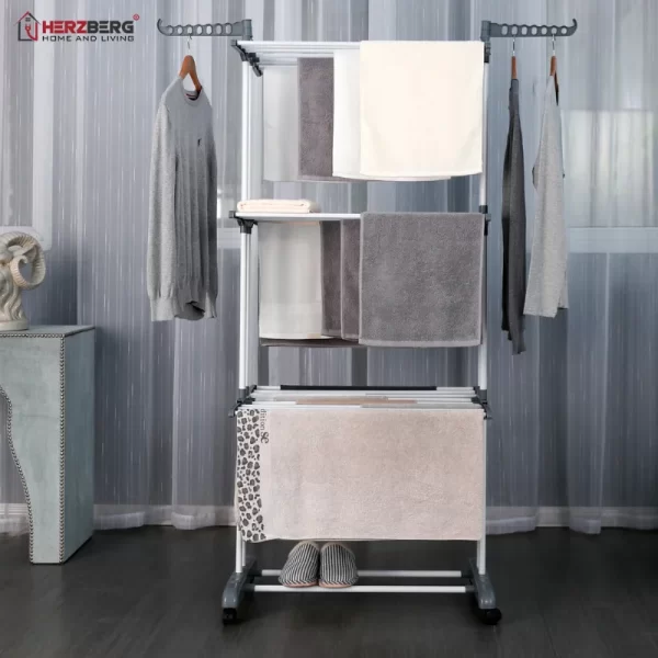 Herzberg HG-8034GRY: Moving Clothes Rack - Grijs - Afbeelding 3