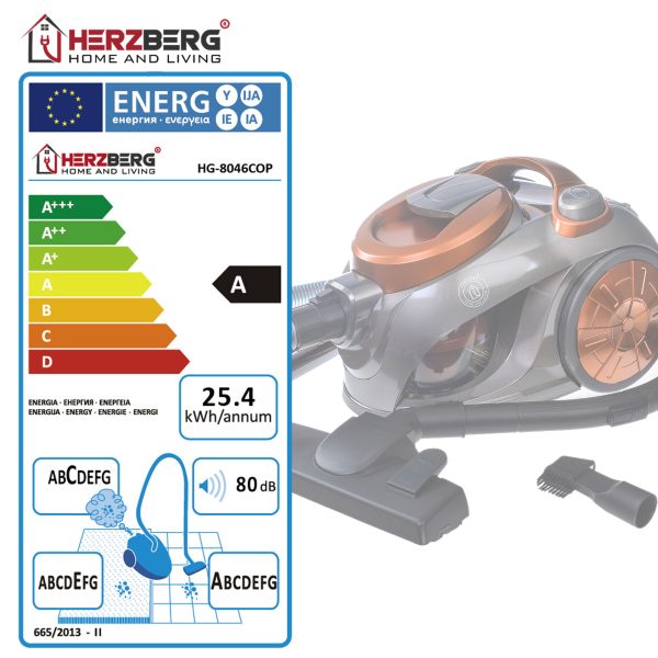 Herzberg HG-8046COP: Stofzuiger Zonder Stofzak Met Meerdere Cyclonen - Afbeelding 4