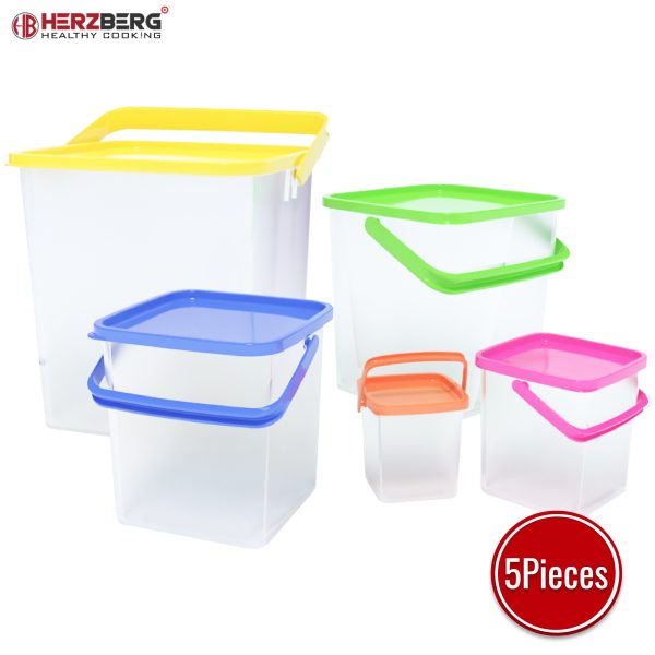 Herzberg 5-in-1 Hoek Cubic voedselbewaarbak SET met handvat - Afbeelding 2