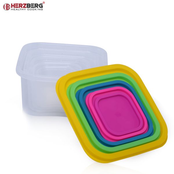 Herzberg HG-SFS5N1: 5-in-1 vierkante containerset voor voedselopslag - Afbeelding 4