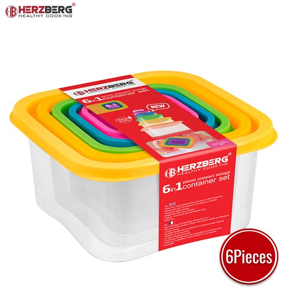 Herzberg 6-in-1 Vierkante voedselcontainerset - Afbeelding 3