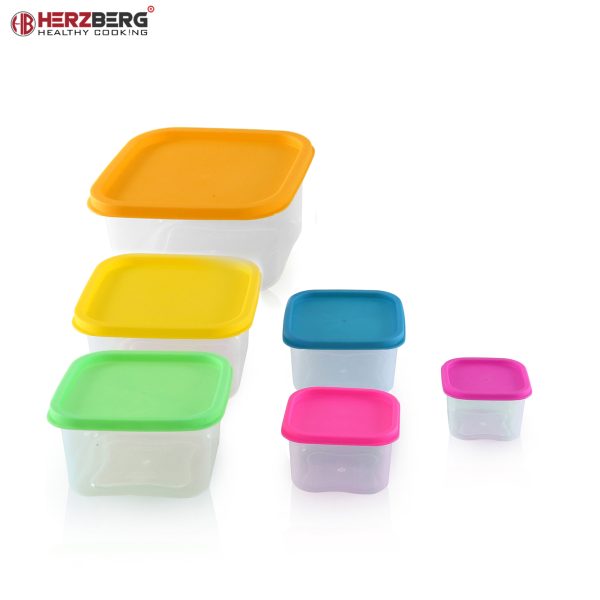 Herzberg 6-in-1 Vierkante voedselcontainerset - Afbeelding 4