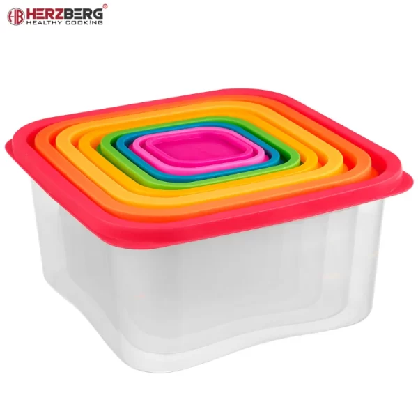 Herzberg 8-in-1 Vierkante containerset voor voedselopslag - Afbeelding 2
