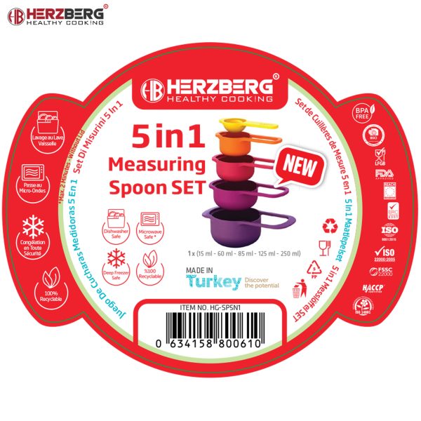 Herzberg HG-SP5N1: 5-in-1 Maatlepelset - Afbeelding 4
