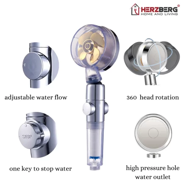 Herzberg Turbo-oplader douchekop Goud - Afbeelding 3
