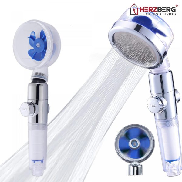 Herzberg Turbo-Oplader Douchekop Mat Blauw - Afbeelding 2
