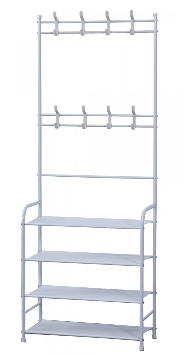 Herzberg 4-Tier Entryway Coat Rack and Hallway Storage Rack Organizer - 60x153cm - Afbeelding 4