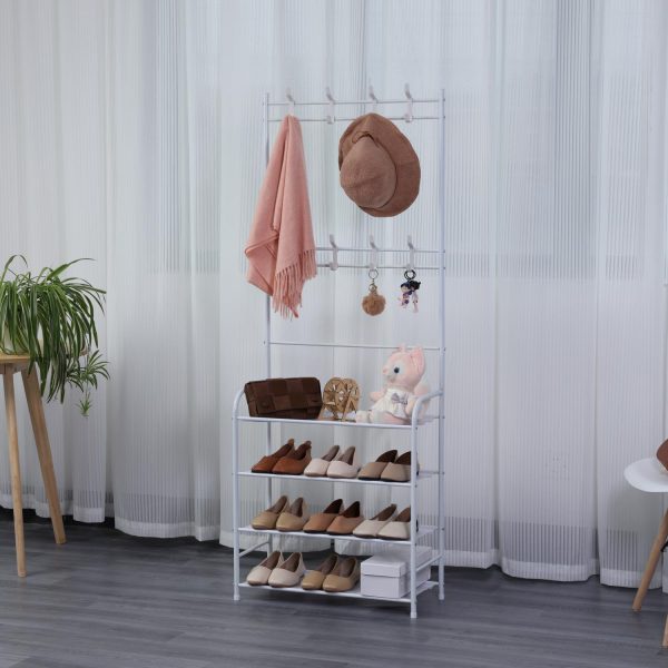 Herzberg 4-Tier Entryway Coat Rack and Hallway Storage Rack Organizer - 60x153cm - Afbeelding 2