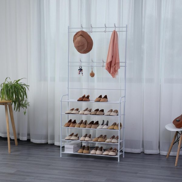 Herzberg 4-Tier Entryway Coat Rack and Hallway Storage Rack Organizer - 60x170cm - Afbeelding 3