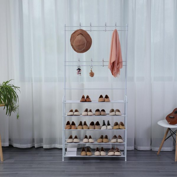 Herzberg 4-Tier Entryway Coat Rack and Hallway Storage Rack Organizer - 80x170cm - Afbeelding 2
