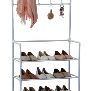 Herzberg Gesegmenteerde kapstok Kleerhanger met 5 Planken Schoenrek - 60x173cm