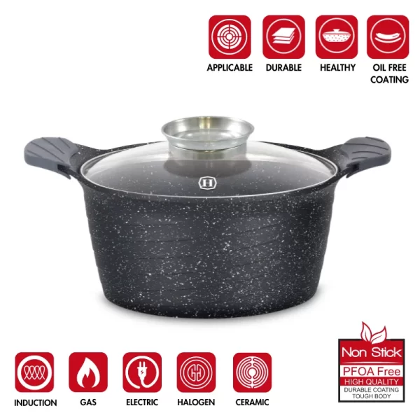Herzog HR-5222: 24cm Marmeren Braadpan Met Aromaknop - 4.6L - Afbeelding 4