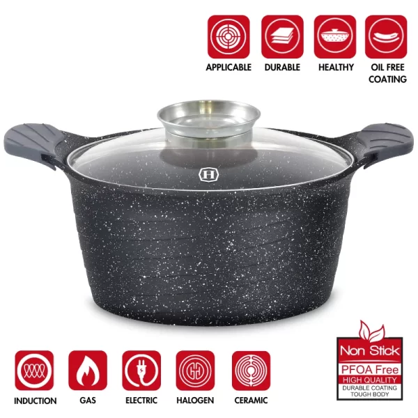 Herzog HR-5224: 32cm Met Marmer Gecoate Braadpan met Aromaknop - 10.2L - Afbeelding 4