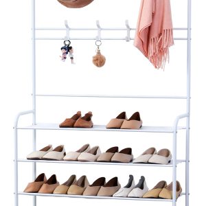 Herzberg 4-Tier Entryway Coat Rack and Hallway Storage Rack Organizer - 80x170cm