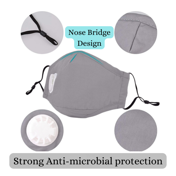 Wasbaar Katoenen Masker Met Carbon 2-Filters - Afbeelding 2
